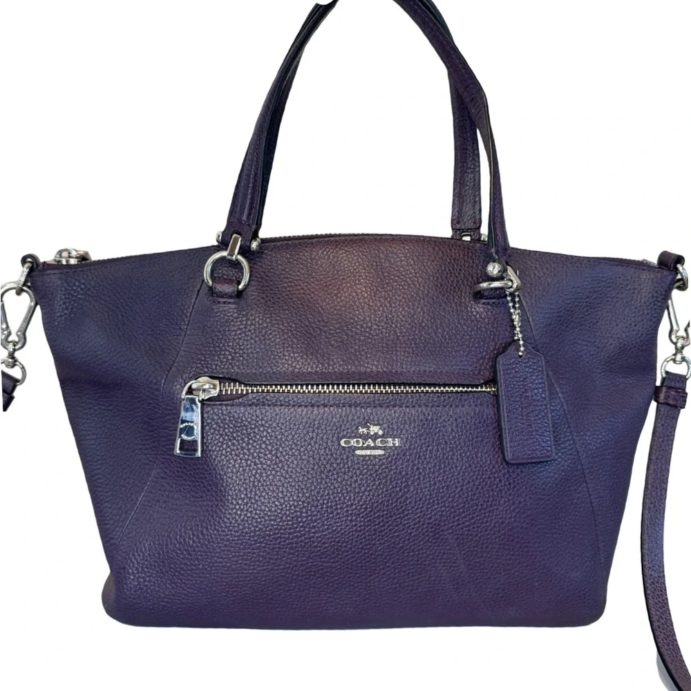 Coach Prairie Satchel Purple Pebbled Leather Satchel/Crossbody VGUC #34340